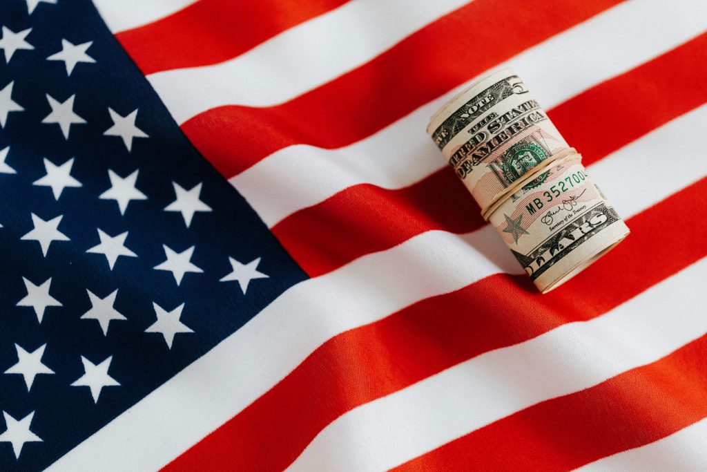 Us flag with the dollar